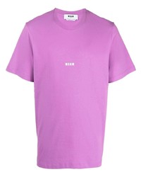 T-shirt girocollo viola melanzana di MSGM