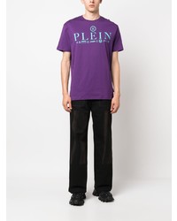T-shirt girocollo viola melanzana di Philipp Plein