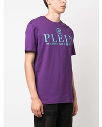 T-shirt girocollo viola melanzana di Philipp Plein