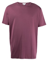 T-shirt girocollo viola melanzana di Sunspel
