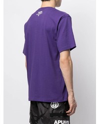 T-shirt girocollo viola di AAPE BY A BATHING APE