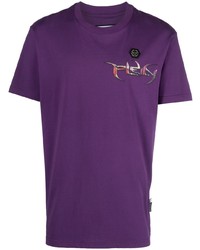 T-shirt girocollo viola di Philipp Plein
