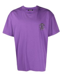 T-shirt girocollo viola di Roberto Cavalli