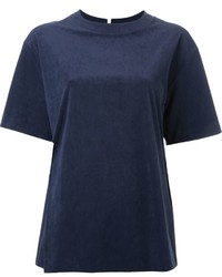 T-shirt in pelle scamosciata blu scuro