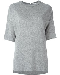 T-shirt lavorata a maglia grigia di Brunello Cucinelli