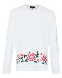 T-shirt manica lunga a fiori bianca di Comme Des Garcons Homme Plus