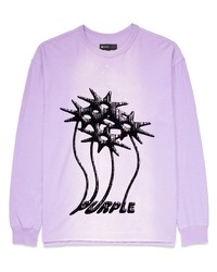 T-shirt manica lunga a fiori viola chiaro
