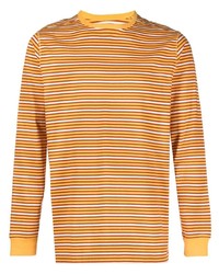 T-shirt manica lunga a righe orizzontali arancione di Pop Trading Company