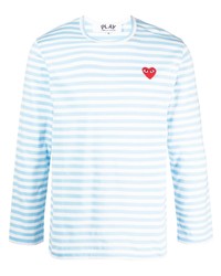 T-shirt manica lunga a righe orizzontali azzurra di Comme Des Garcons Play