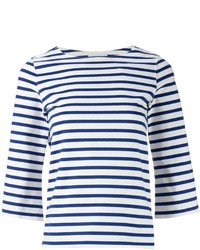 T-shirt manica lunga a righe orizzontali bianca e blu scuro di ASTRAET