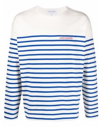 T-shirt manica lunga a righe orizzontali bianca e blu scuro di Maison Labiche