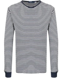 T-shirt manica lunga a righe orizzontali bianca e blu scuro di Polo Ralph Lauren