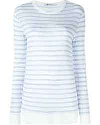 T-shirt manica lunga a righe orizzontali bianca e blu di Alexander Wang