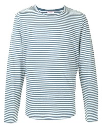 T-shirt manica lunga a righe orizzontali bianca e blu di Orlebar Brown