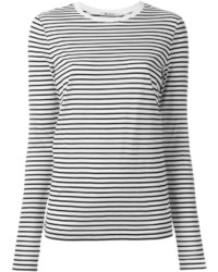 T-shirt manica lunga a righe orizzontali bianca e nera di Alexander Wang