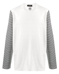 T-shirt manica lunga a righe orizzontali bianca e nera di DSQUARED2