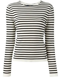 T-shirt manica lunga a righe orizzontali bianca e nera di Polo Ralph Lauren