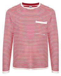 T-shirt manica lunga a righe orizzontali bianca e rossa di Eleventy