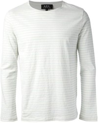 T-shirt manica lunga a righe orizzontali bianca di A.P.C.