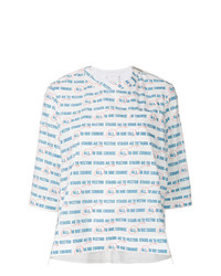 T-shirt manica lunga a righe orizzontali bianca di Sacai