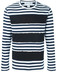 T-shirt manica lunga a righe orizzontali blu scuro e bianca di Comme des Garcons