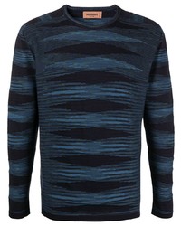T-shirt manica lunga a righe orizzontali blu scuro di Missoni