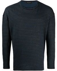 T-shirt manica lunga a righe orizzontali blu scuro di Roberto Collina