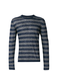 T-shirt manica lunga a righe orizzontali blu scuro di Woolrich