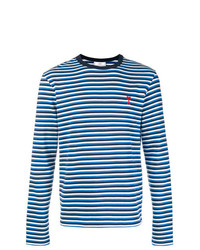 T-shirt manica lunga a righe orizzontali blu di AMI Alexandre Mattiussi