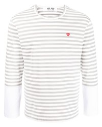 T-shirt manica lunga a righe orizzontali grigia di Comme Des Garcons Play