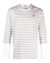 T-shirt manica lunga a righe orizzontali grigia di Comme Des Garcons Play