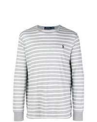 T-shirt manica lunga a righe orizzontali grigia di Polo Ralph Lauren