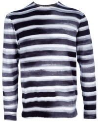 T-shirt manica lunga a righe orizzontali grigio scuro di Paul Smith