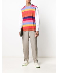 T-shirt manica lunga a righe orizzontali multicolore di Comme Des Garcons SHIRT