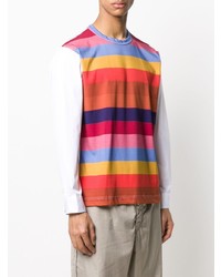 T-shirt manica lunga a righe orizzontali multicolore di Comme Des Garcons SHIRT