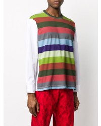 T-shirt manica lunga a righe orizzontali multicolore di Comme Des Garcons SHIRT