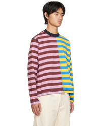T-shirt manica lunga a righe orizzontali multicolore di Sunnei