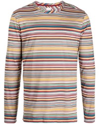 T-shirt manica lunga a righe orizzontali multicolore di Paul Smith