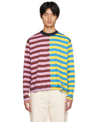 T-shirt manica lunga a righe orizzontali multicolore di Sunnei