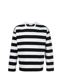 T-shirt manica lunga a righe orizzontali nera e bianca di AMI Alexandre Mattiussi
