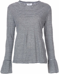 T-shirt manica lunga a righe orizzontali nera e bianca di Frame