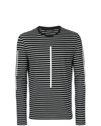 T-shirt manica lunga a righe orizzontali nera e bianca di Neil Barrett