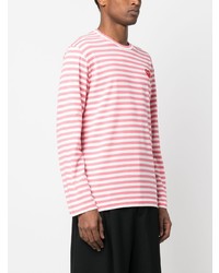 T-shirt manica lunga a righe orizzontali rosa di Comme Des Garcons Play