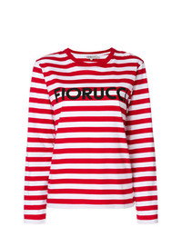 T-shirt manica lunga a righe orizzontali rossa e bianca di Fiorucci