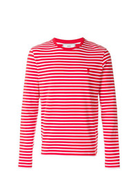 T-shirt manica lunga a righe orizzontali rossa di AMI Alexandre Mattiussi