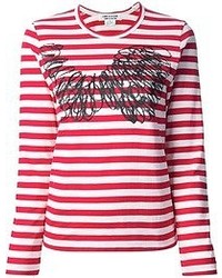 T-shirt manica lunga a righe orizzontali rossa di Comme des Garcons