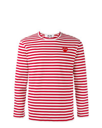 T-shirt manica lunga a righe orizzontali rossa di Comme Des Garcons Play