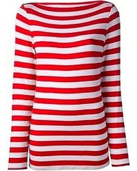 T-shirt manica lunga a righe orizzontali rossa di Stella Jean