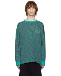 T-shirt manica lunga a righe orizzontali verde oliva di Martine Rose