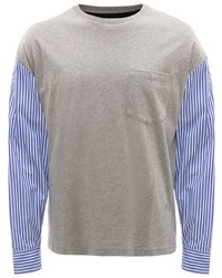 T-shirt manica lunga a righe verticali grigia di JW Anderson